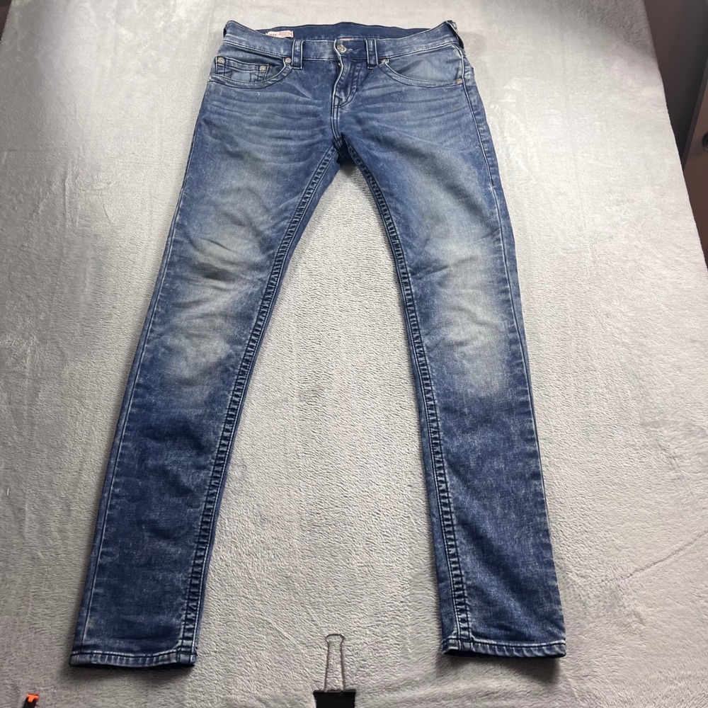 True Religion Rocco Relaxed Skinny Jeans Mens 30 Medium Wash Blue Denim